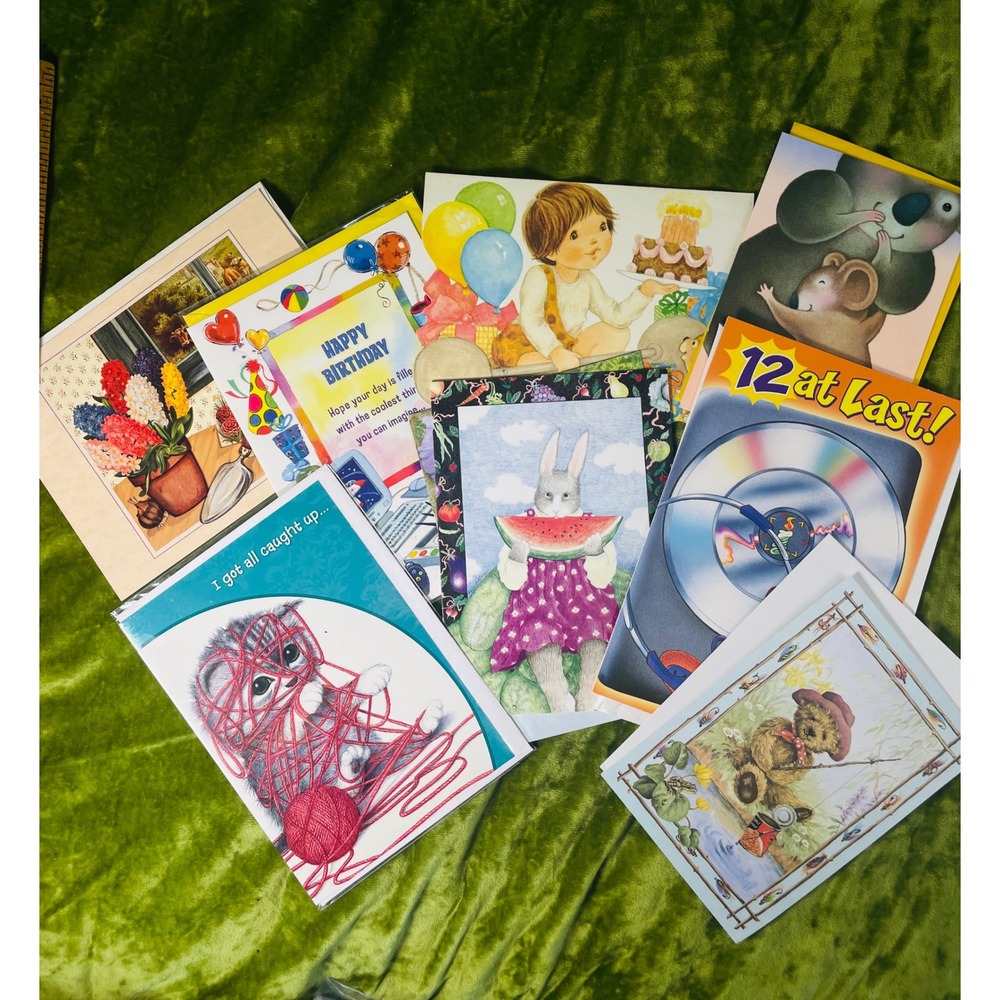 Vintage Greeting Cards Mixed Lot‎ Cute Animals Birthday Floral Assorted Designs